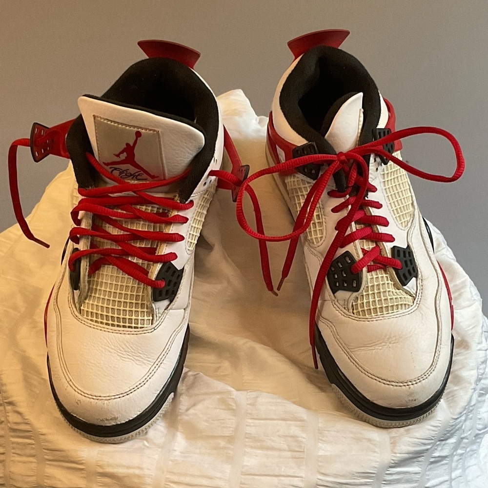 Nike Air Jordan 4 Retro White/Red (Fire Red Style) – Men’s 7.5